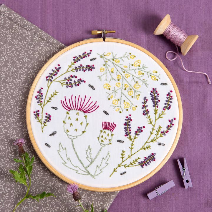 Highland Heathers Embroidery Kit | Complete Craft Kit for Beginners for wholesale by Hawthorn Handmade (US Duties Paid)