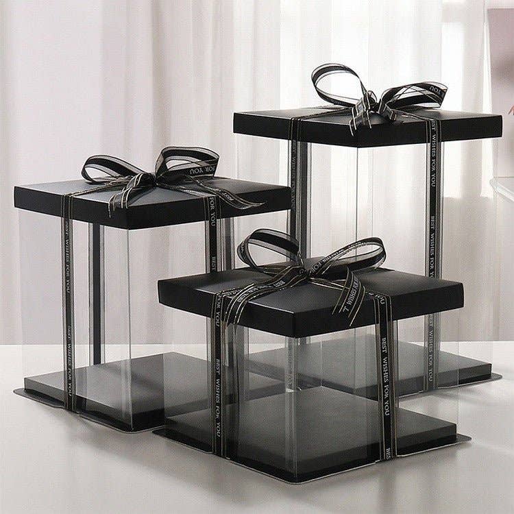 Elegant Design Supply - Vente Coffrets cadeaux - Grande boîte carrée transparente et claire avec base et couvercle0