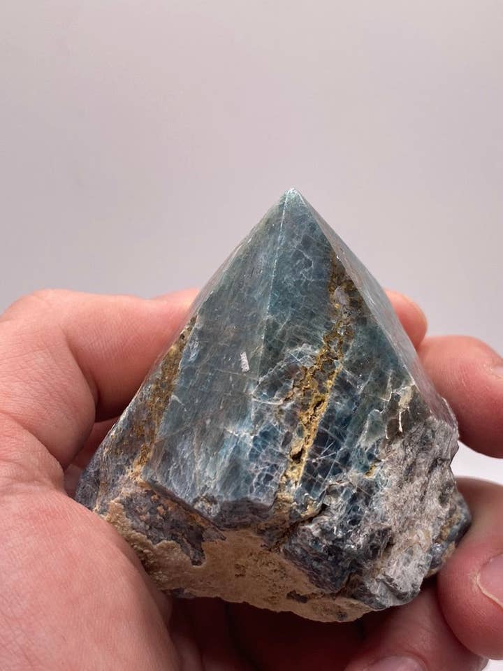 Blue Apatite Top Polished Point for wholesale by Moonbeam Healing
