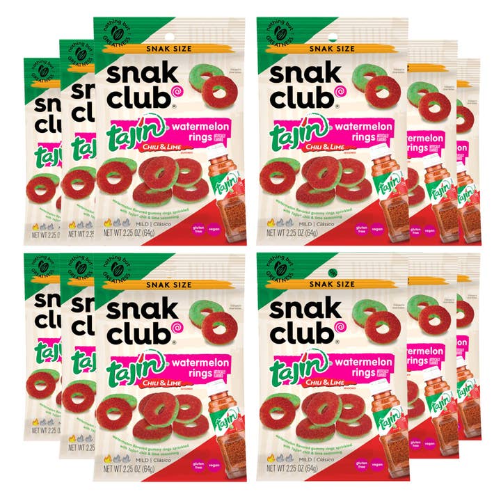 Snak Club Tajin Gummy Candy Fruit Rings, Gummies with Chili and Lime Seasoning, Mild Spice, Gluten-Free and Vegan Snacks for wholesale by EVA Group