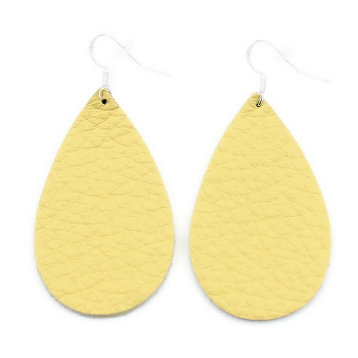 Yellow - The Drop Leather Earrings for wholesale by OneWild