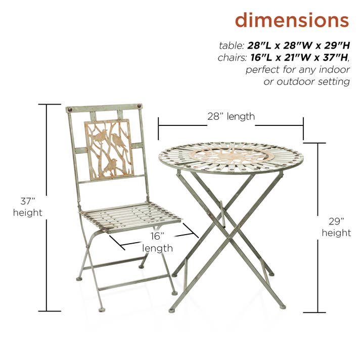 Alpine Corporation - Wholesale Patio Set - Alpine Corporation Birds on Branch Metal Bistro Set