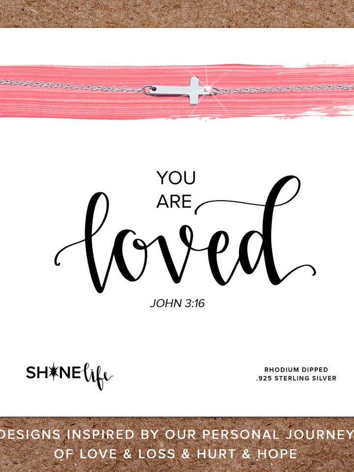 Sterling You are Loved Necklace: Cross John 3:16 Faith for wholesale by Shinelife