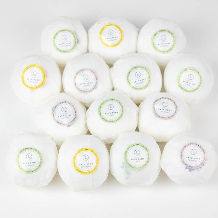 Lizush - Wholesale Bath Bomb/Fizz - WHITE Bath Bombs-100% Natural-100 individually wrapped-4oz