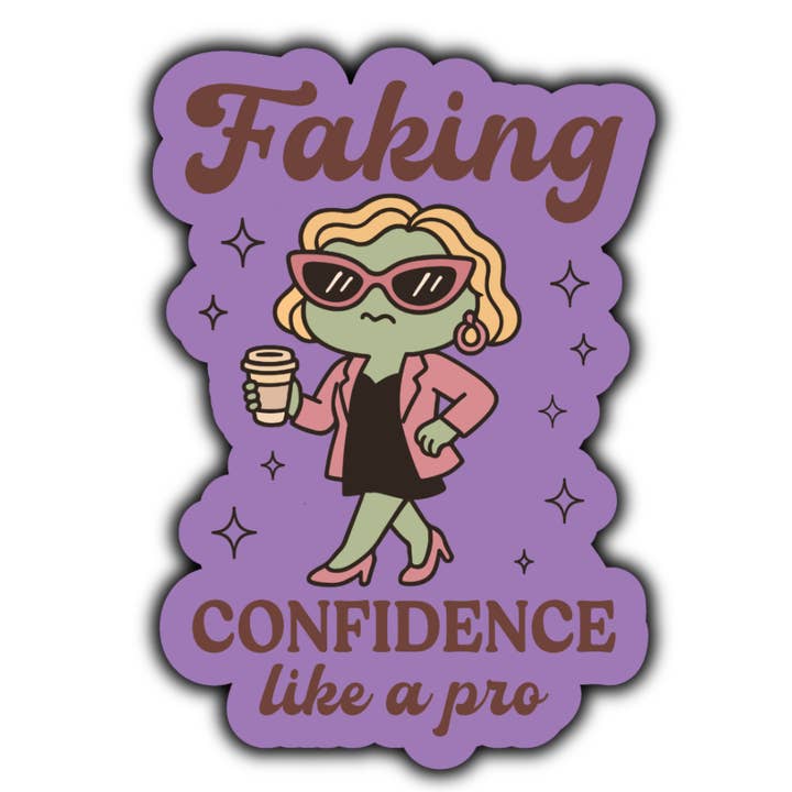 Sticker "Faux-semblant de confiance comme un pro" (violet) pour la vente par Stick to it creations