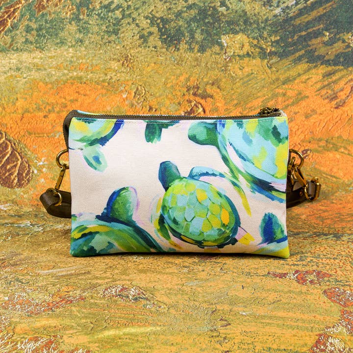 Teal Turtle Crossbody bag pairs with resort looks for wholesale by ANNGOTI