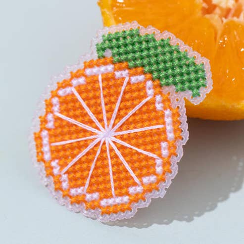 Orange Cross Stitch Brooch Kit for wholesale by STITCHFINITY