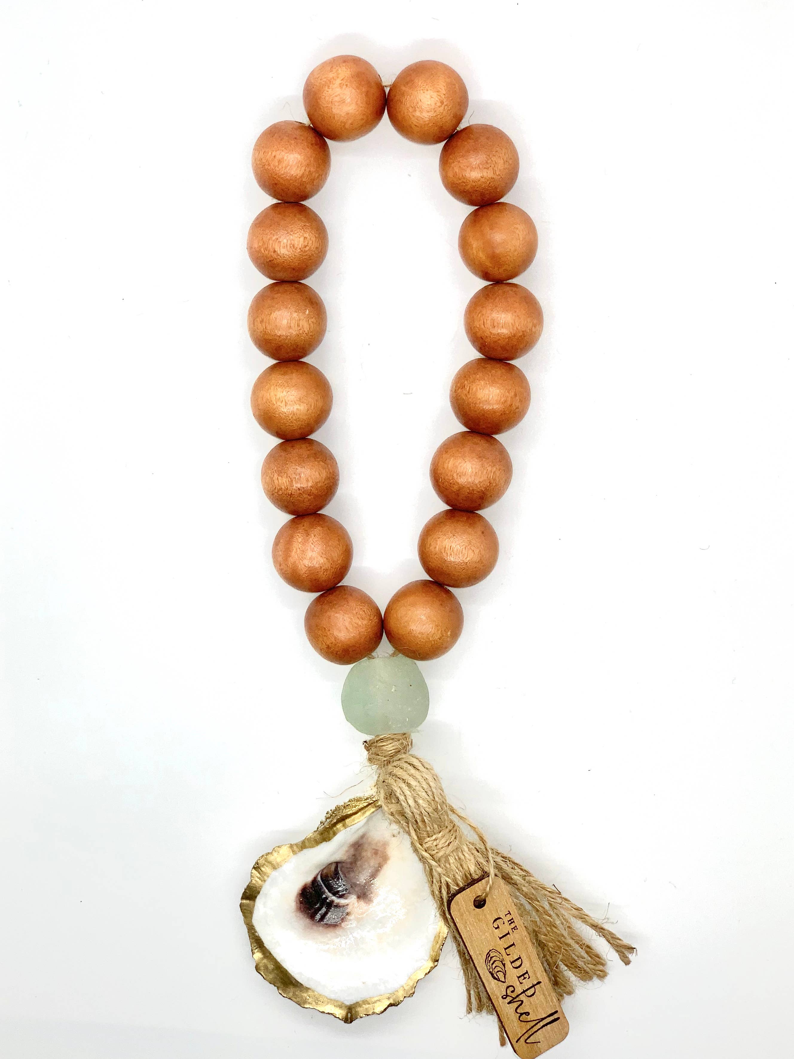 The Gilded Shell - Wholesale Decorative Tassel/Wall Drop - The Lagoon - Stained Wood - Sea Glass1