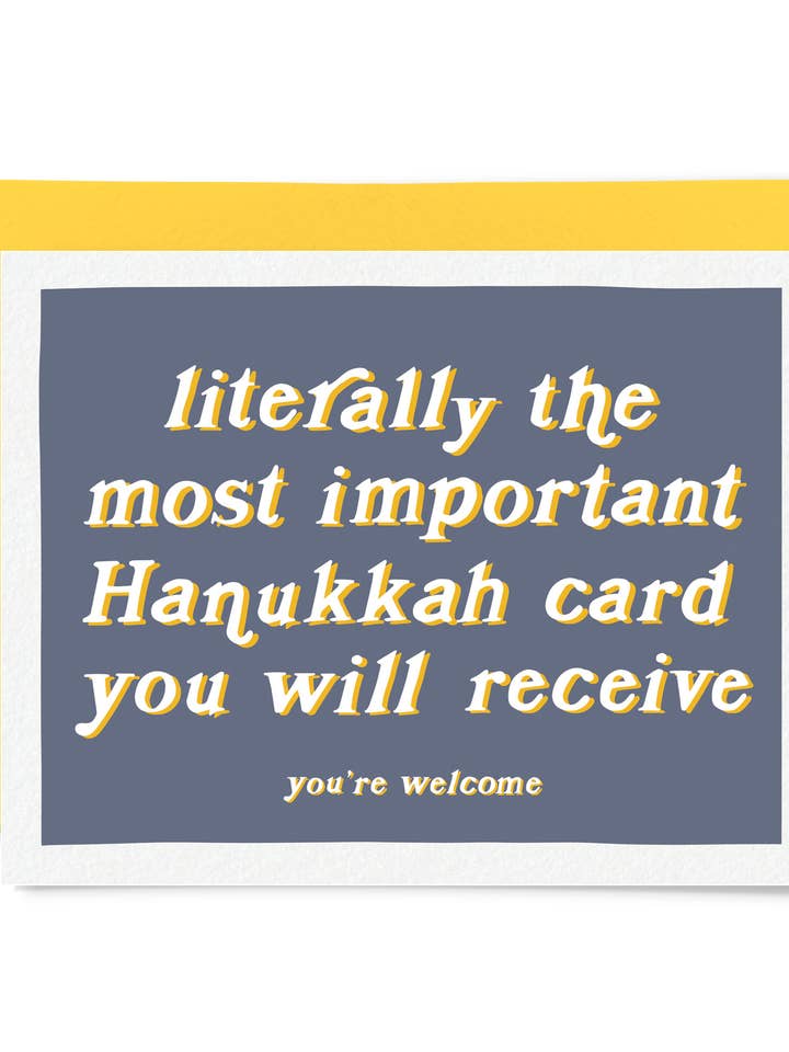 Literally the Most Important Hanukkah Card for wholesale by Tiny Hooray