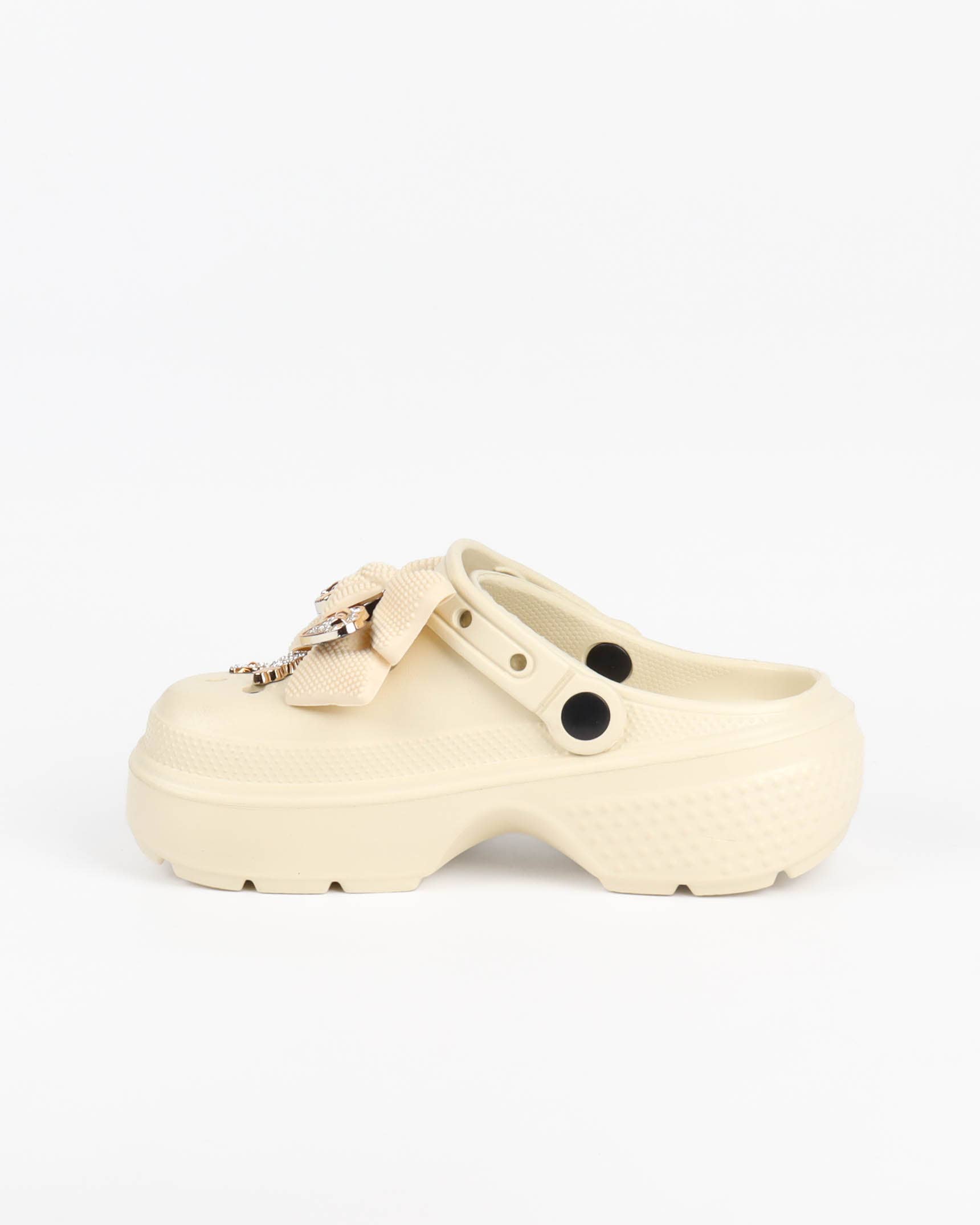 Black Women's Platform Clogs – Chunky Style with Bow and Rhinestones for wholesale on Faire8