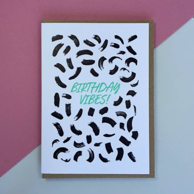 Birthday Vibes Green, C6 Greeting Card for wholesale by Little Paper Soul