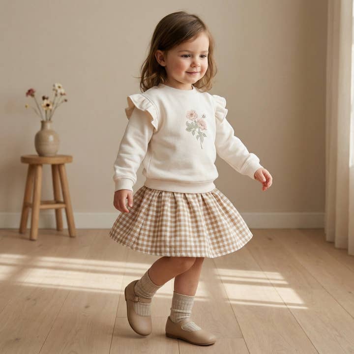 Felpa in pile organico con maniche a volant - Bloom per la vendita all'ingrosso da parte di Makemake Organics