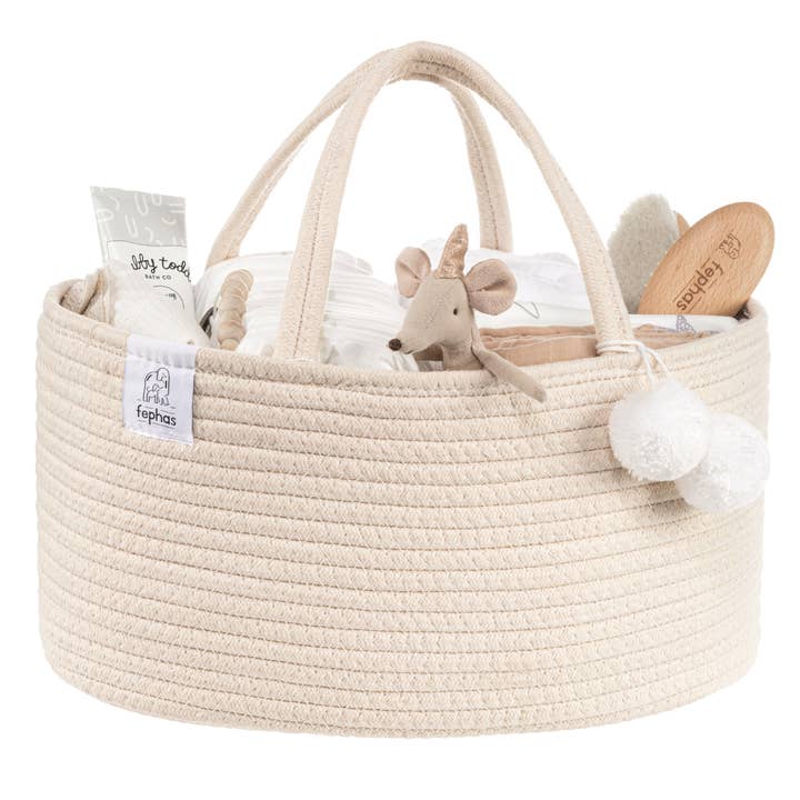 Fephas – wholesale Nappy caddy – Baby – Rope Diaper Caddy/ Beige