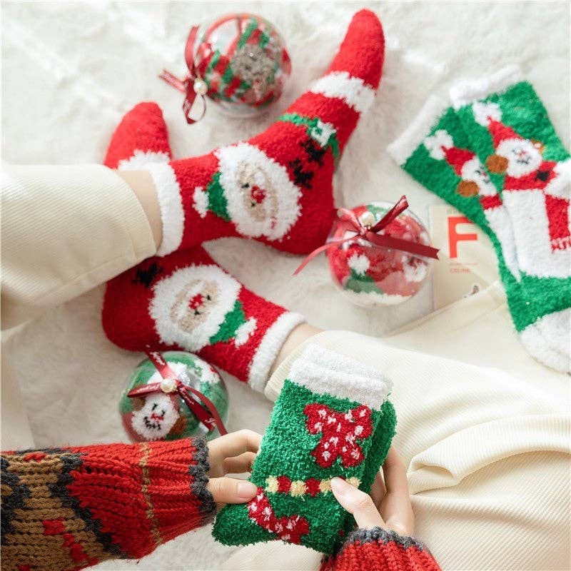 UZ Wholesale Store - Wholesale Socks - Women's - Thickened Coral Fleece Christmas Socks8