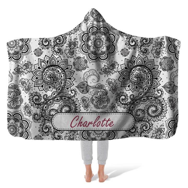 Hooded Fleece Blanket: Muted Boho for wholesale by Sam and Zoey