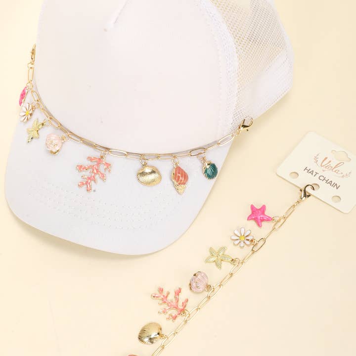 SP Sophia Collection - Wholesale Hat Accessory - Women's - Floral Sealife Theme Charm Trucker Hat Chain 0