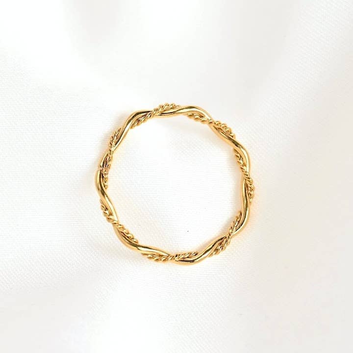 Bague Torsadée Mixte - Bague Croisée Fine - Bague Dorée Délicate pour la vente par Blueyejewelry