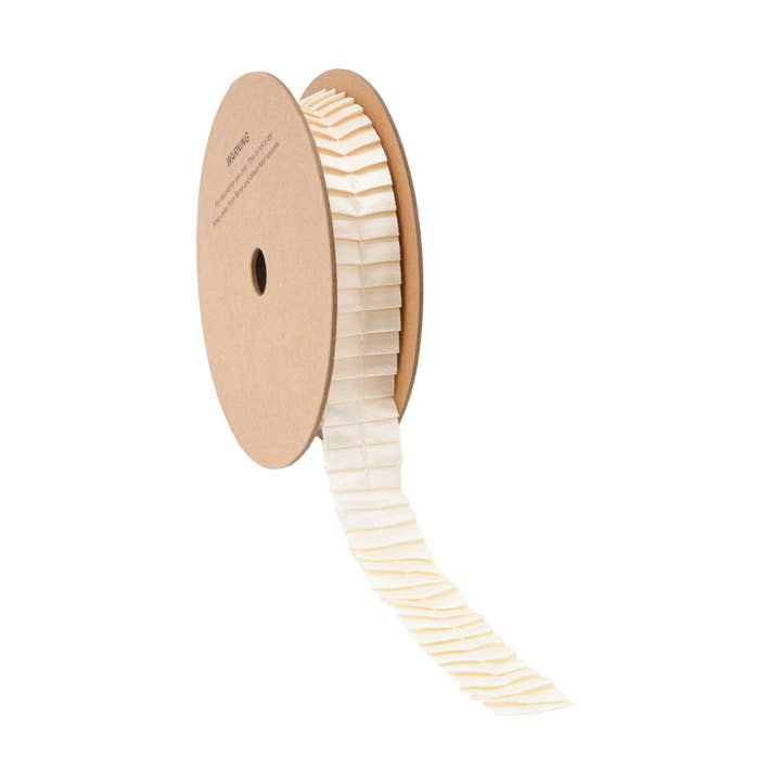 1" Pleated Ribbon | Ivory | 10 Yard Roll for wholesale by LA Ribbons Wholesale
