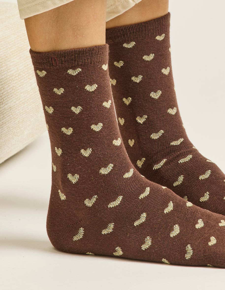 ODAJE - Wholesale Socks - Women's - Pack of 3 Socks - Fancy little brown gold heart1