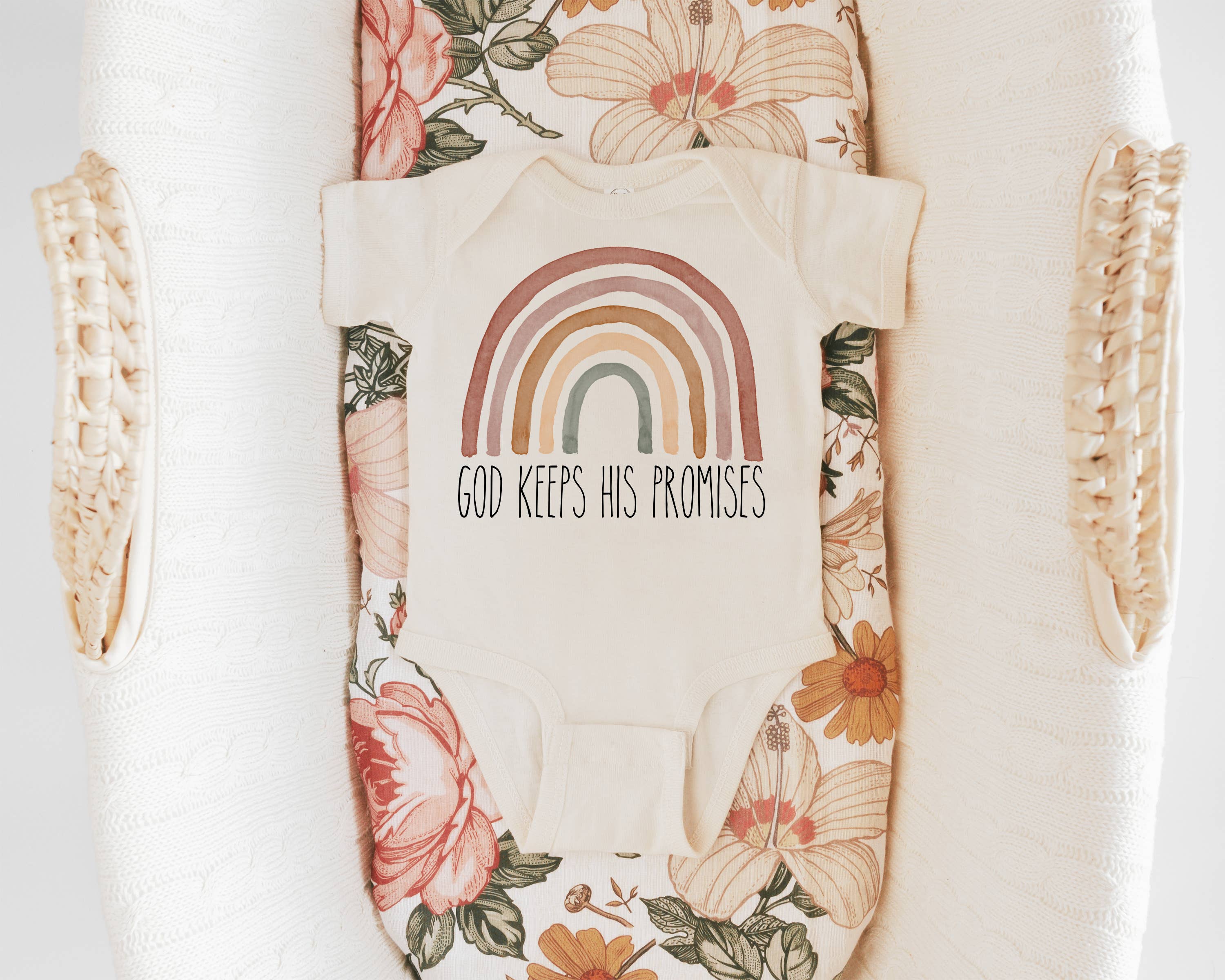 Love You a Latte Shop – wholesale Bodysuit (non-footed) – Baby – Rainbow God Keeps his Promises Natural Color Baby Bodysuit