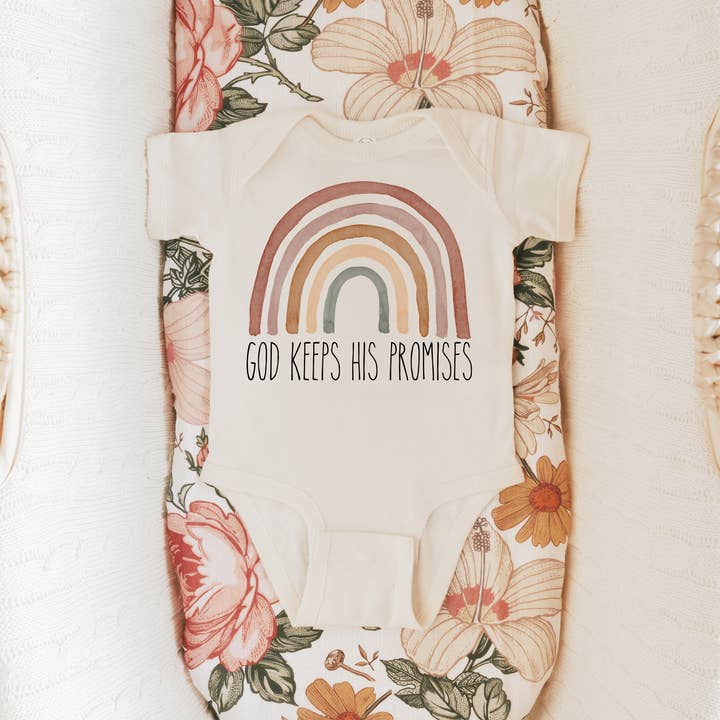Love You a Latte Shop - Wholesale Bodysuit (Non-Footed) - Baby - Rainbow God Keeps his Promises Natural Color Baby Bodysuit