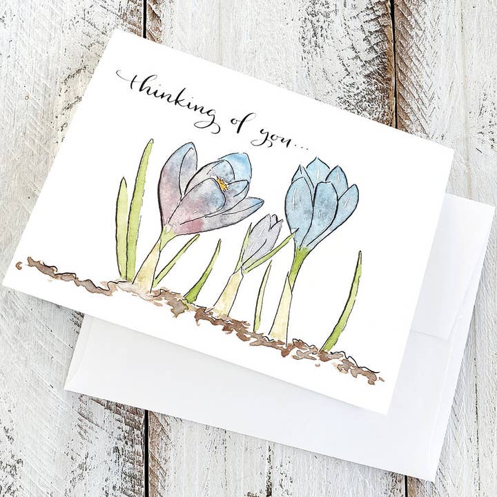 The Painted Pen - Wholesale Thinking of You Card - Crocus Thinking of You Greeting Card