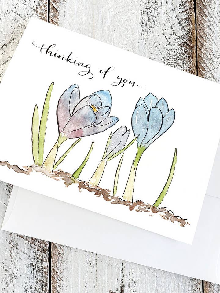 Krokus Thinking of You Grußkarte für den Großhandel von The Painted Pen