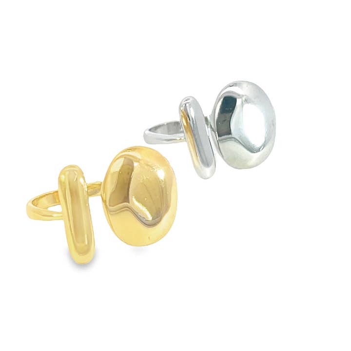 18K Gold Filled Trendy Curved Dome Adjustable Ring (D135) for wholesale by MIA Jewelry