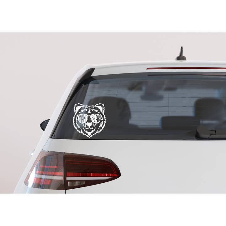 Mama Bear Vinyl Decal 6" (White, Retail Packaging) for wholesale by Megabella Creations