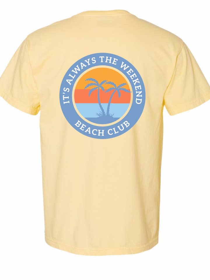 Beach Club Graphic Tee Coastal Weekend Lifestyle Shirt Tee for wholesale by it’s always the weekend®