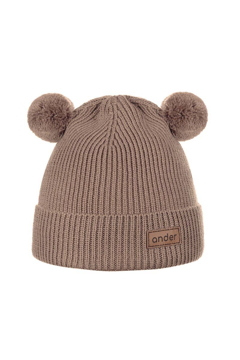 Ander - Vente Bonnet – enfant - Bonnet tricoté Teddy en 100 % laine mérinos avec pompon Fabriqué en PL2