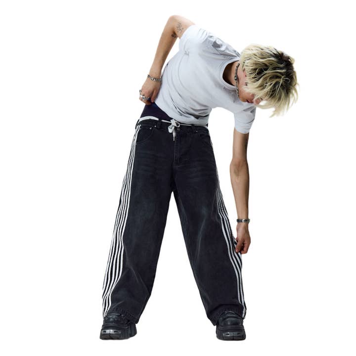 Tourtiwi - Wholesale Pants - Unisex - Loose side drawstring wide leg long pants for men and women10