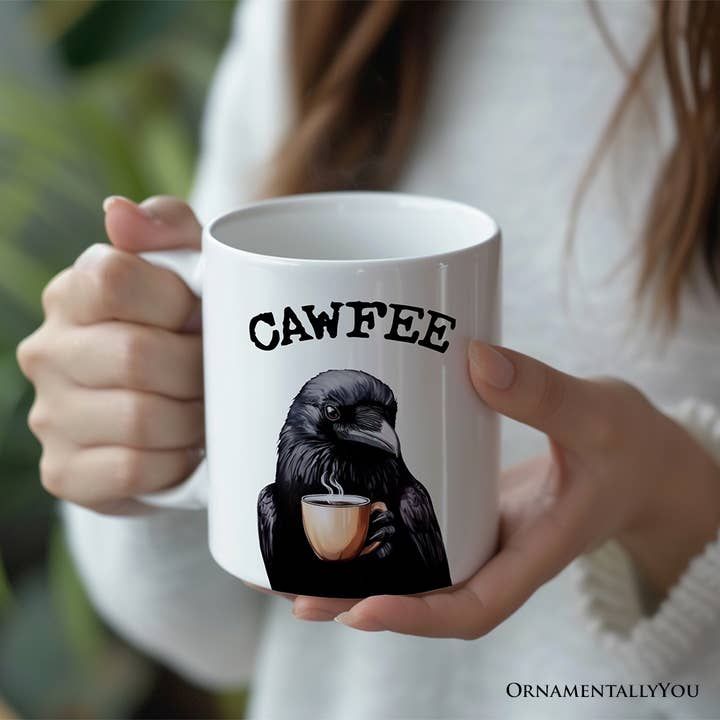OrnamentallyYou - Wholesale Coffee Mug - Cawfee Crow Mug, Funny Coffee Cup for Bird Lover Gift