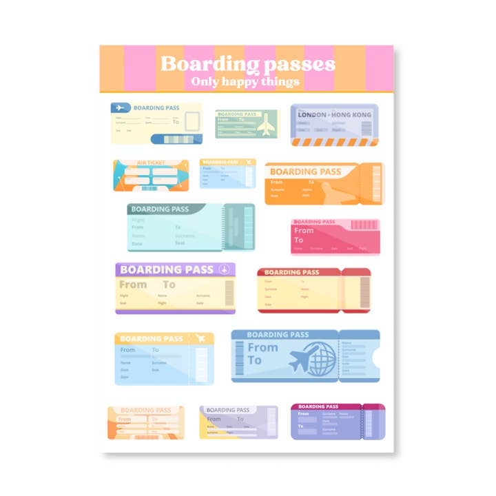 Stickervel Carte d'imbarco A6 per la vendita all'ingrosso da parte di Only Happy Things Stationery