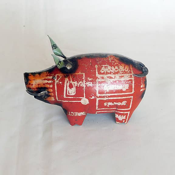 Everyday Artifact - Wholesale Sculpture - Little Pig Recycled Metal Animals3