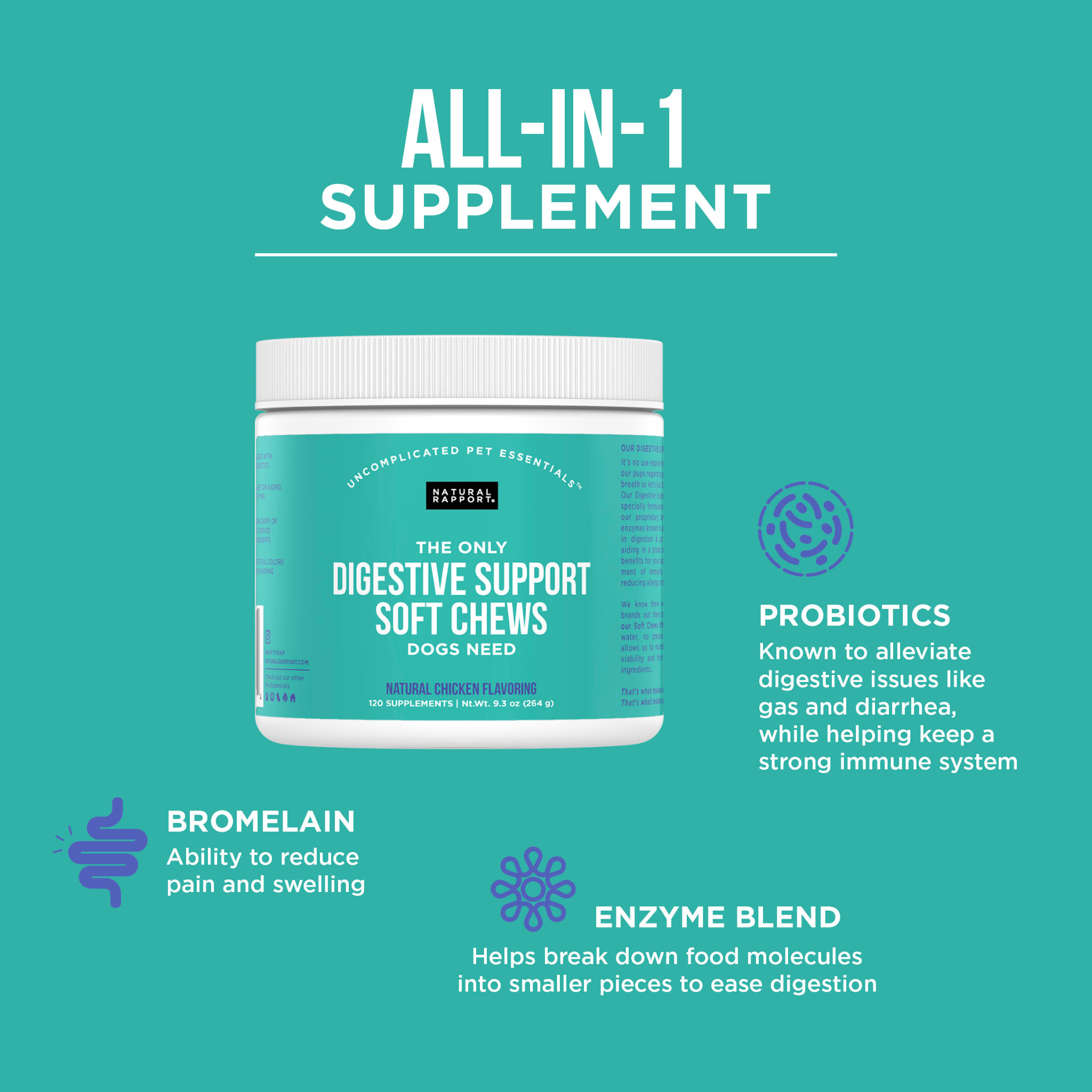 Natural Rapport - Wholesale Pet Supplement - Dog - The Only Digestive Support Soft Chews Dogs Need3