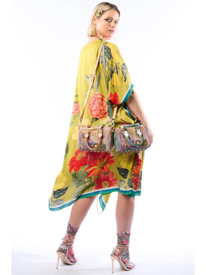 Olivgrün Fl Französische Riviera handbesticktes Kimono / Topper für den Großhandel auf Faire4