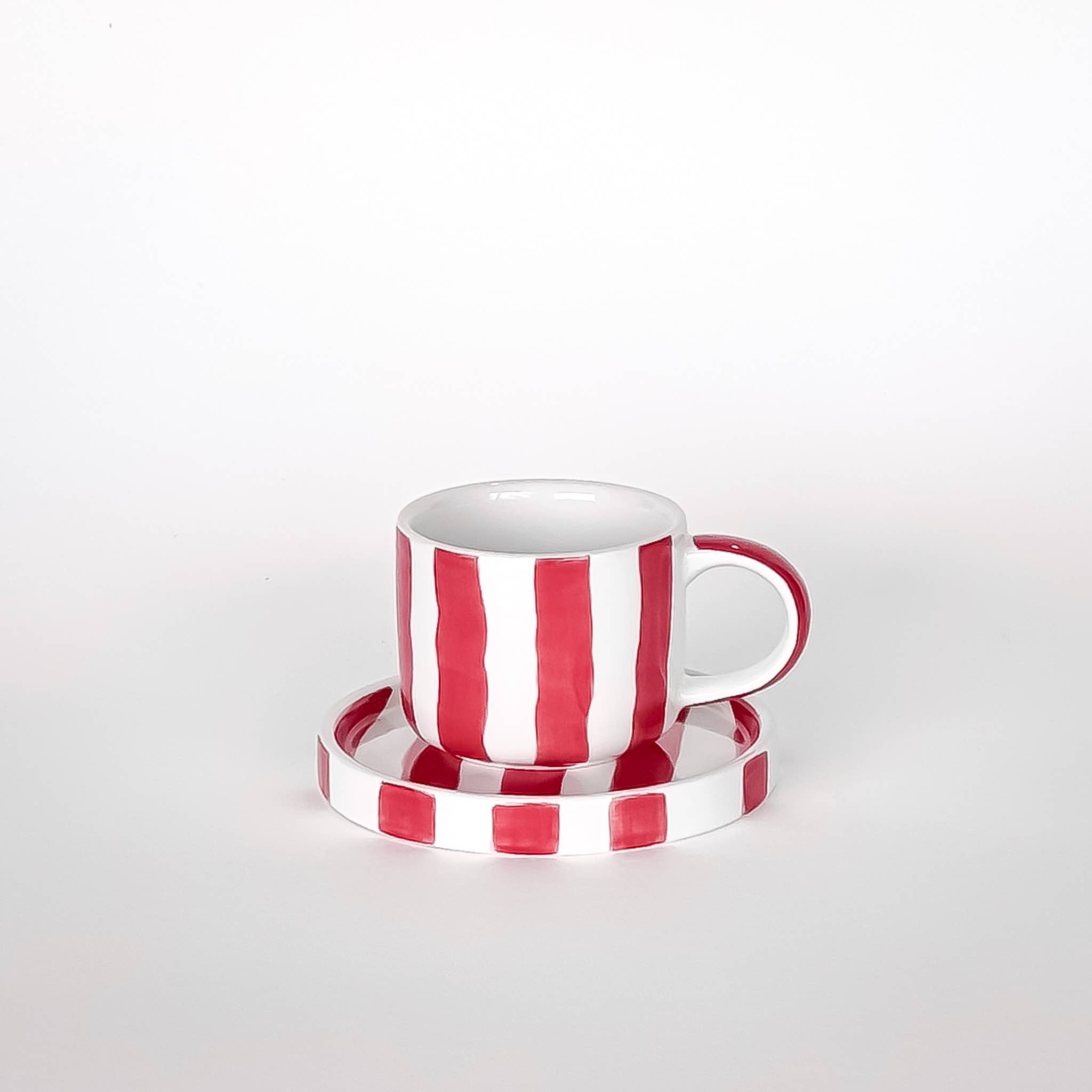 Magazin Minori - Wholesale Coffee/Tea Cup - Espresso Stripes - tramonto red (set of 2 - 4 pieces)7