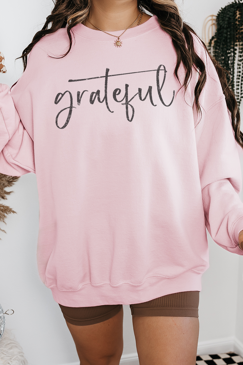 Bella Me – wholesale Sweatshirt med tryck - Dam – Grateful Crewneck1
