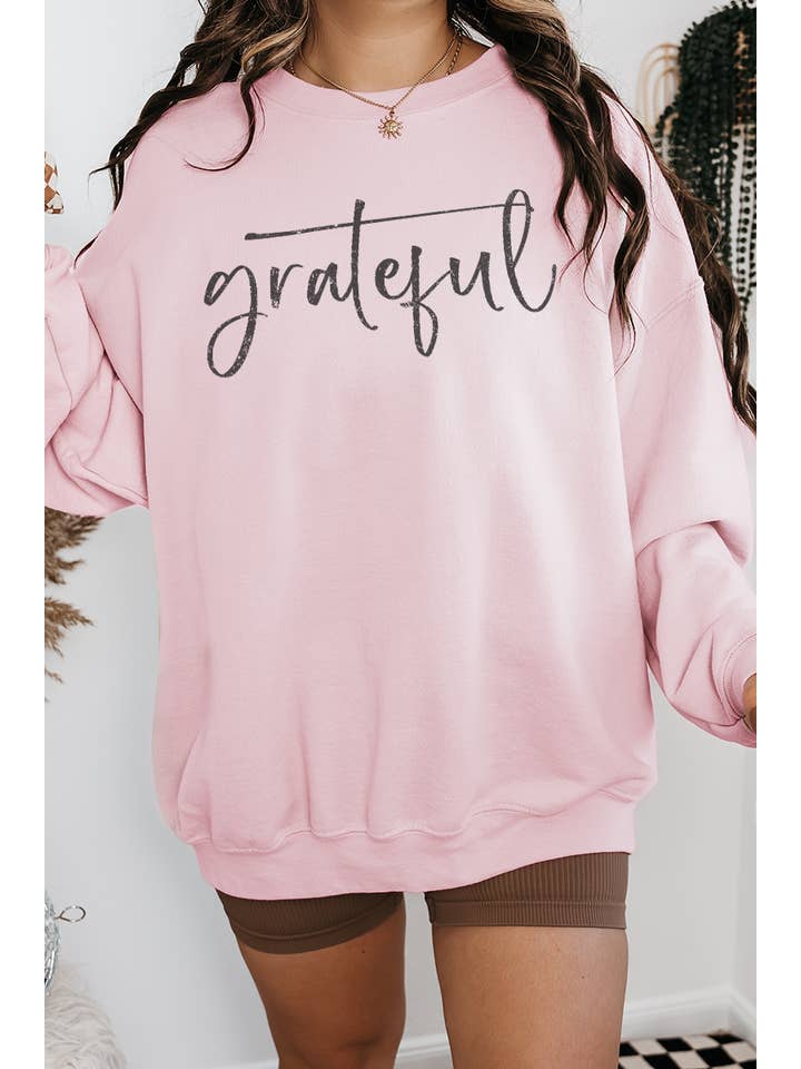 Bella Me – wholesale Sweatshirt med tryck - Dam – Grateful Crewneck1