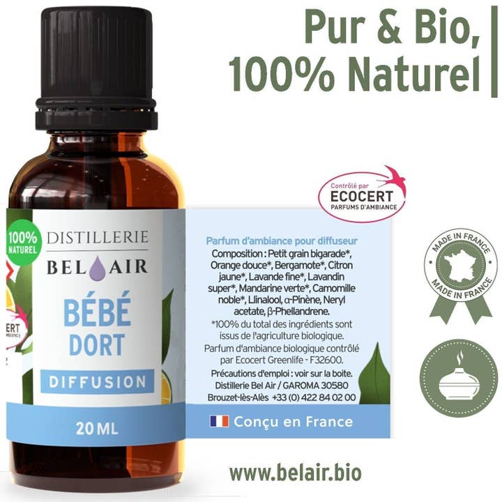 Distillerie Bel Air – wholesale Doftolja – BEBE SOVER - Ekologisk rumsdoft