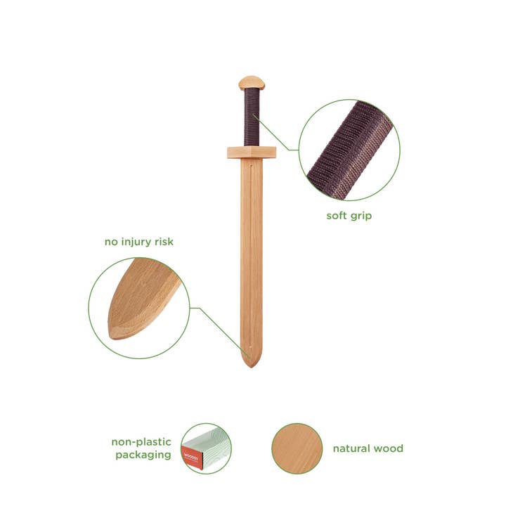 Challenge and Fun, Inc. - Wholesale Wood Toy - Kids - Small Double-Edged and Round Shield Set in Retail Box