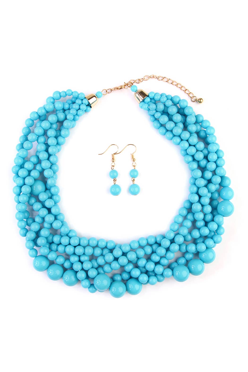 MYS Wholesale Inc - Vente Parures de bijoux - Ensemble collier ras-du-cou et boucles d'oreilles à bulles à plusieurs brins pour femmes15