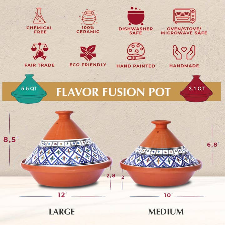Kamsah – Engroshandel Gryde – Bohemian Classic Blå Stor Tagine Pot