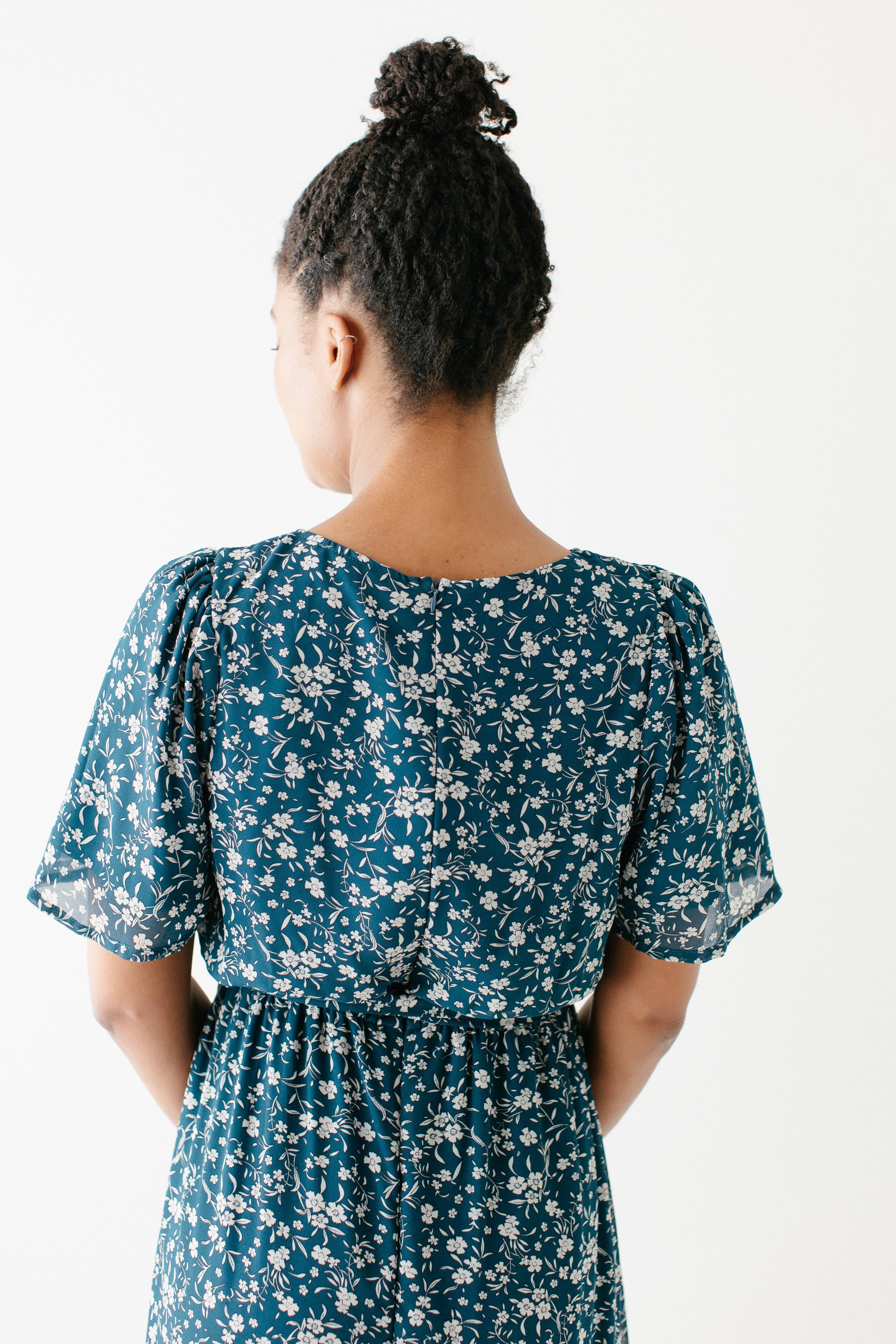 Deep Teal 'Esther' Floral Print Maxi Dress FINAL SALE for wholesale on Faire11