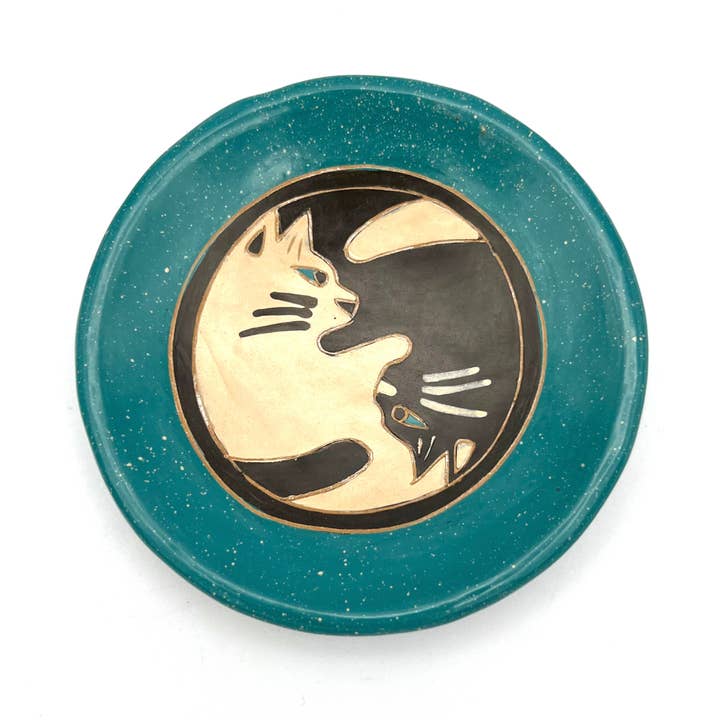 Women of the Cloud Forest - Wholesale Jewelry Dish - Yin Yang Cat Ceramic Ring Dish