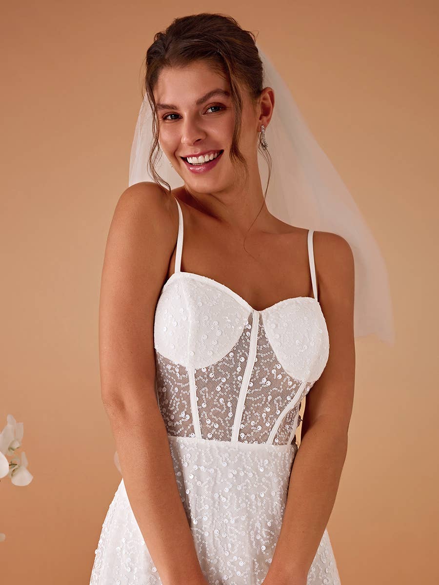 Ever-Pretty - Wholesale Dress - Women's - Spaghetti Straps Sweetheart Neckline Sequin Dresses8