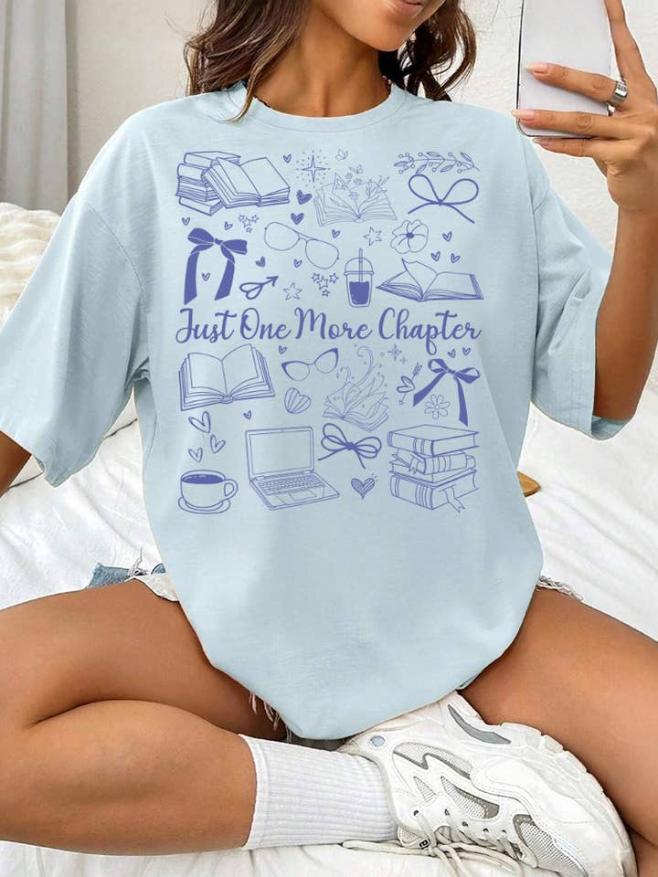 Just One More Chapter Doodles Booktok Adult Graphic Tee for wholesale by Uncommon Label