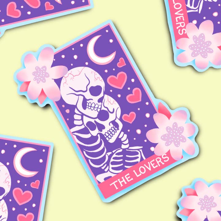 The Lovers Tarot Card Vinyl Sticker for wholesale by Lemon Dawn Studio