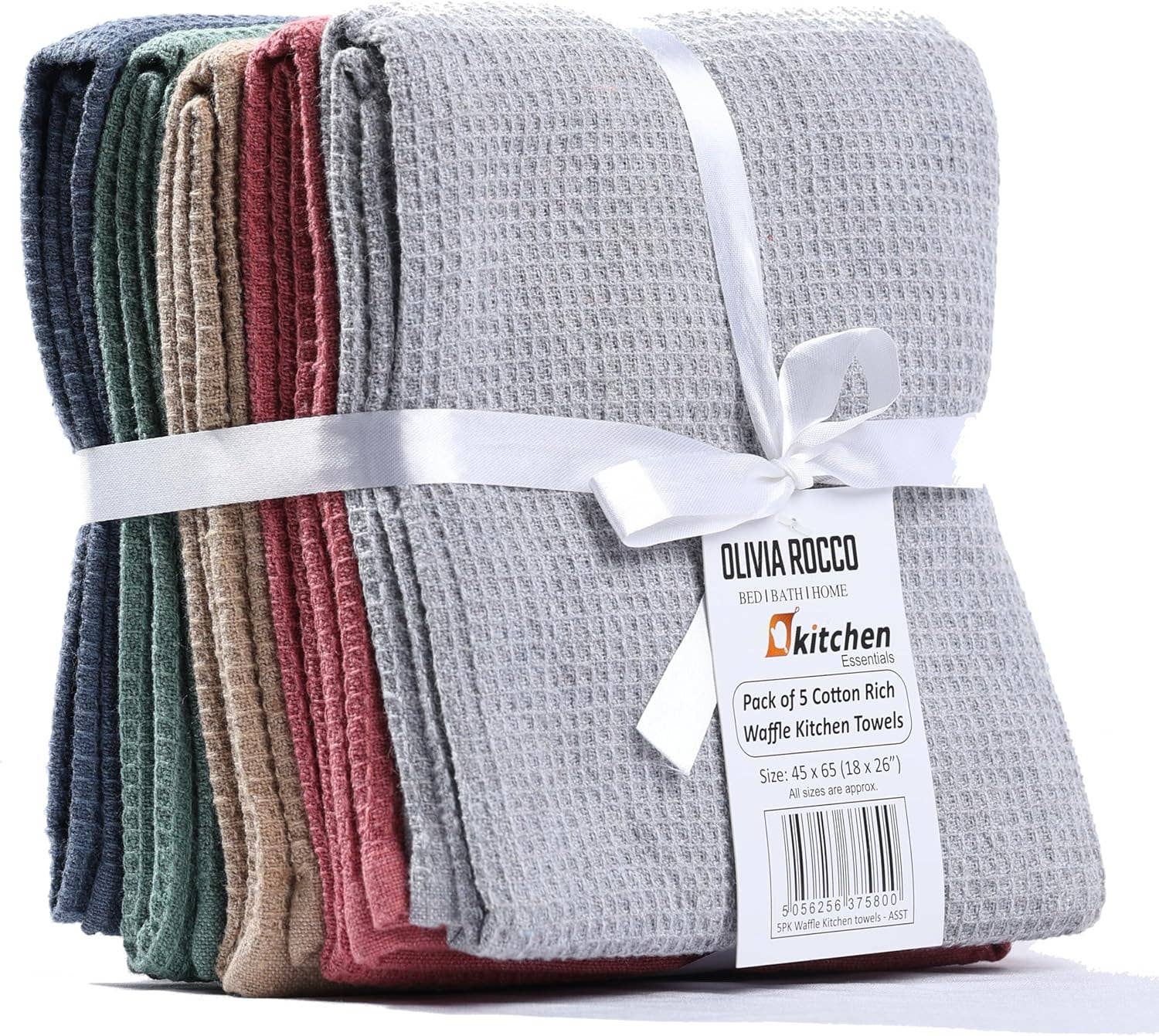 ASSORTED Pack Of 5 Luxury Waffle Kitchen Tea Towels for wholesale on Faire0